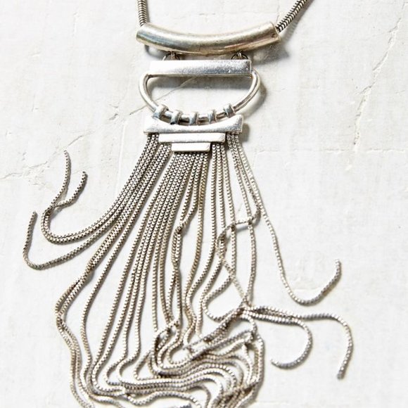 Free People Tassel Statement Necklace Silver - Picture 7 of 8